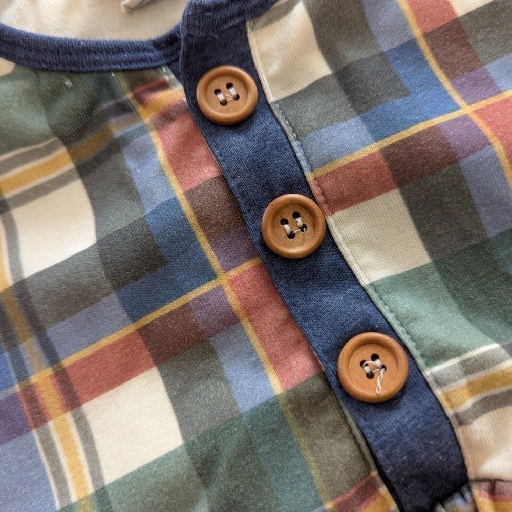 Lulu + Roo Girls 6 The Polar Express Plaid Christmas Holiday Henley Dress Train - Picture 4 of 8